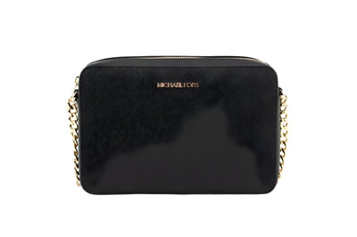 Michael Kors Black Saffiano Leather Jet Set Crossbody Bag