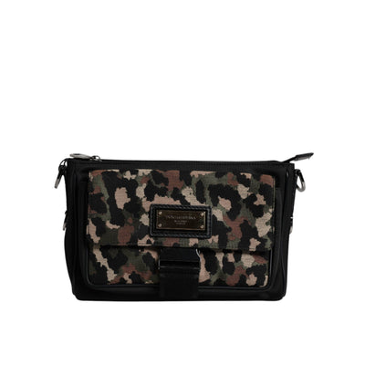 Geantă crossbody Dolce & Gabbana multicoloră cu imprimeu leopard jacquard