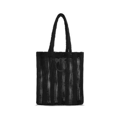 Geantă de rafie PINKO Black Easy Tote