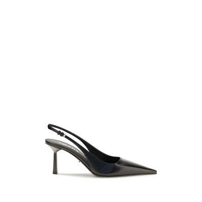 Pantofi cu toc Prada negri din piele slingback