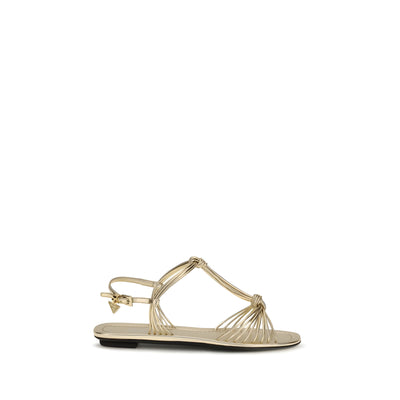 Sandale aurii plate Prada
