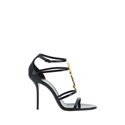 Sandale Saint Laurent negre din piele de vițel cu toc stiletto
