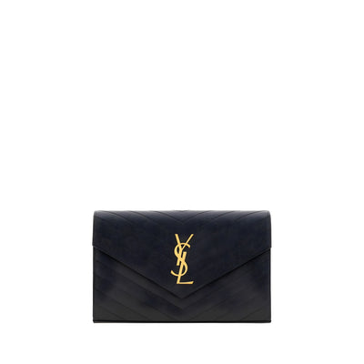 Geantă de umăr Saint Laurent neagră din piele monogram