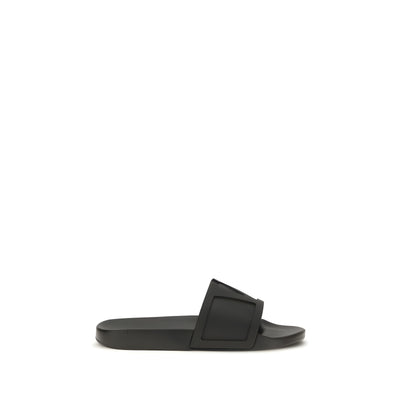 Valentino Garavani Black Rubber Flat Sandals