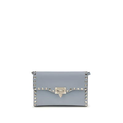 Geantă de umăr mică Valentino Garavani Rockstud, albastră