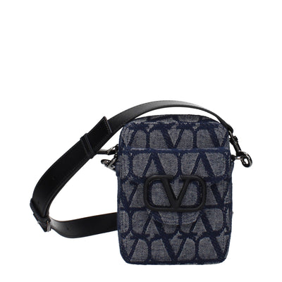 Geantă crossbody Valentino Garavani din material textil albastru