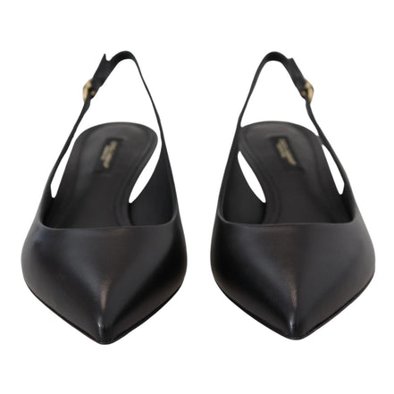 Pantofi slingback din piele neagră Dolce & Gabbana
