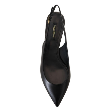 Pantofi slingback din piele neagră Dolce & Gabbana