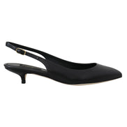 Pantofi slingback din piele neagră Dolce & Gabbana
