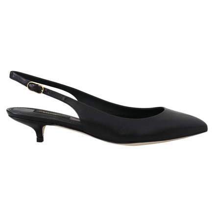 Pantofi slingback din piele neagră Dolce & Gabbana