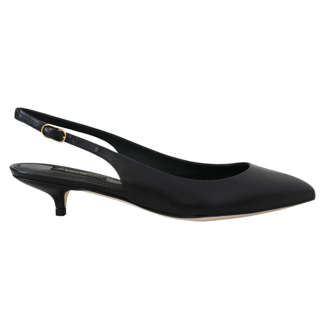 Pantofi slingback din piele neagră Dolce & Gabbana