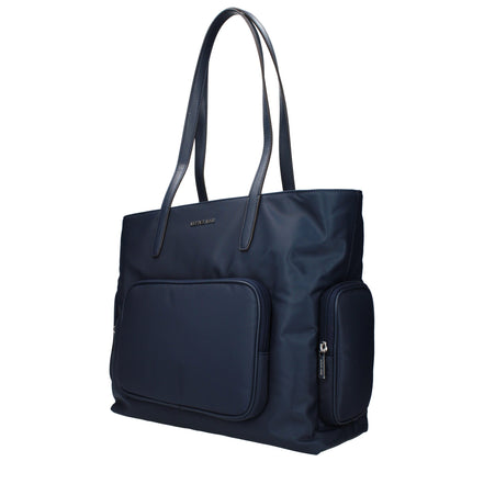 Geantă de umăr Michael Kors din material textil albastru