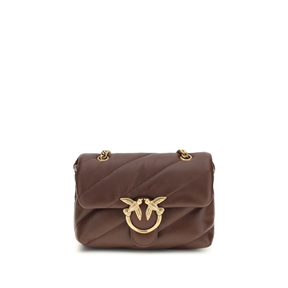 PINKO Brown Calf Leather Shoulder Bag