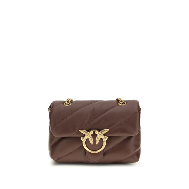 PINKO Brown Calf Leather Shoulder Bag