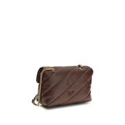 PINKO Brown Calf Leather Shoulder Bag