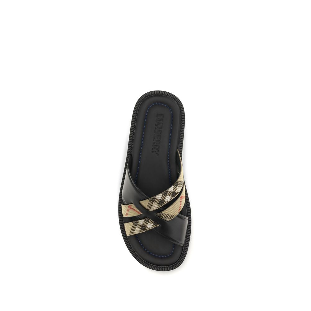 Sandale plate Burberry negre