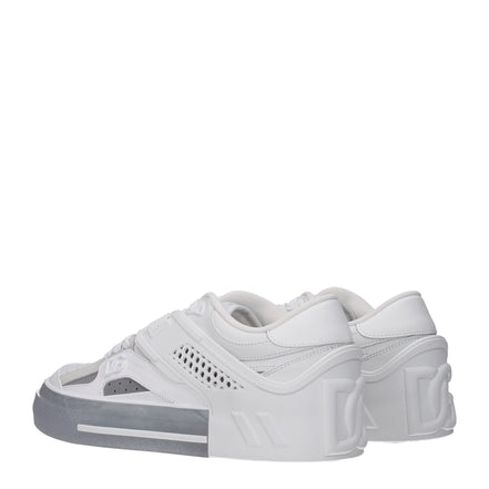Tenisi Dolce & Gabbana albi din piele cu profil jos