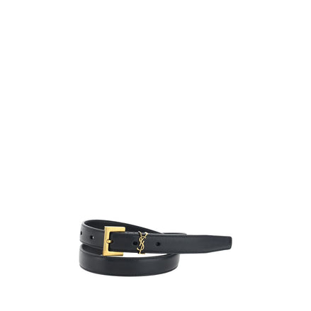 Saint Laurent Black Calf Leather Thin Belt