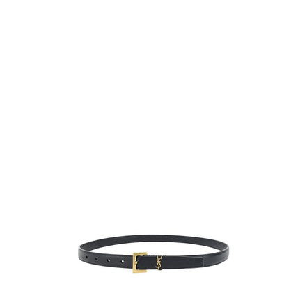 Saint Laurent Black Calf Leather Thin Belt
