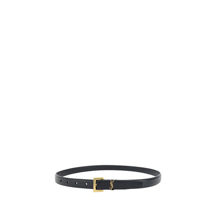 Saint Laurent Black Calf Leather Thin Belt