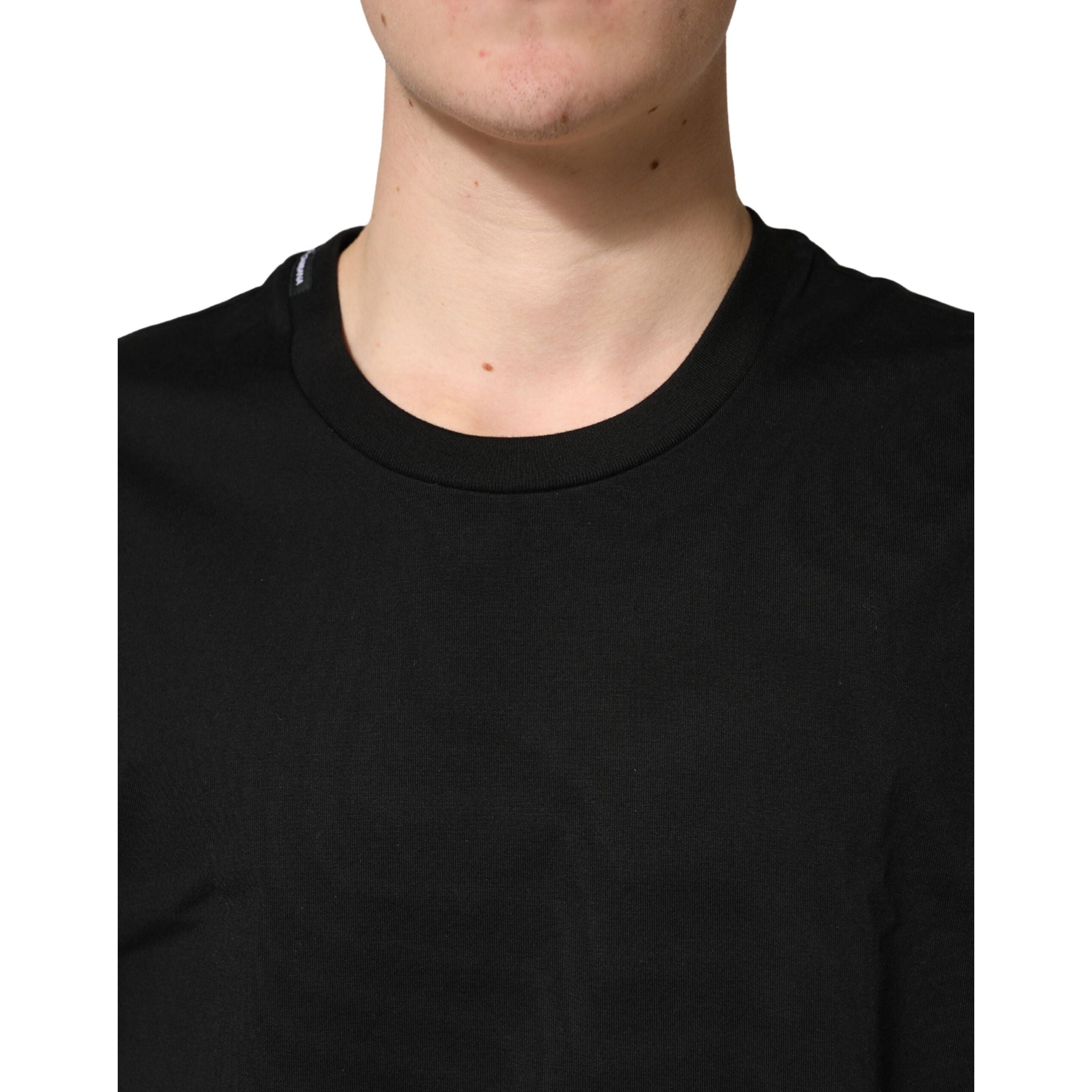 Dolce & Gabbana Black Cotton Crewneck Short Sleeve T-Shirt