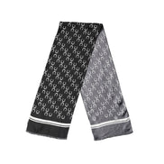 Eșarfă Dolce & Gabbana neagră din mătase tip batic, cu potcoavă, 136cm x 23cm
