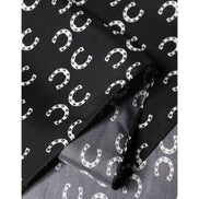 Eșarfă Dolce & Gabbana neagră din mătase tip batic, cu potcoavă, 136cm x 23cm
