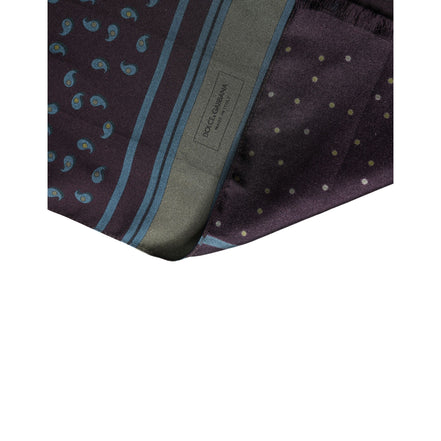 Dolce & Gabbana Scarf Maroon Patterned Silk Neck Foulard 132cm x 33cm