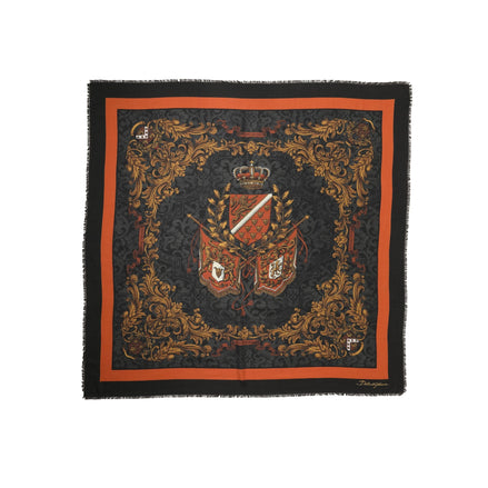 Dolce & Gabbana Multicolor Crest Print Cashmere 272cm x 132cm Scarf
