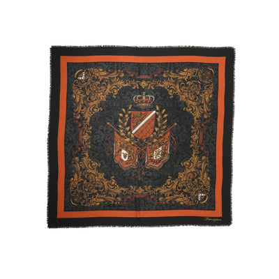 Dolce & Gabbana Multicolor Crest Print Cashmere 272cm x 132cm Scarf