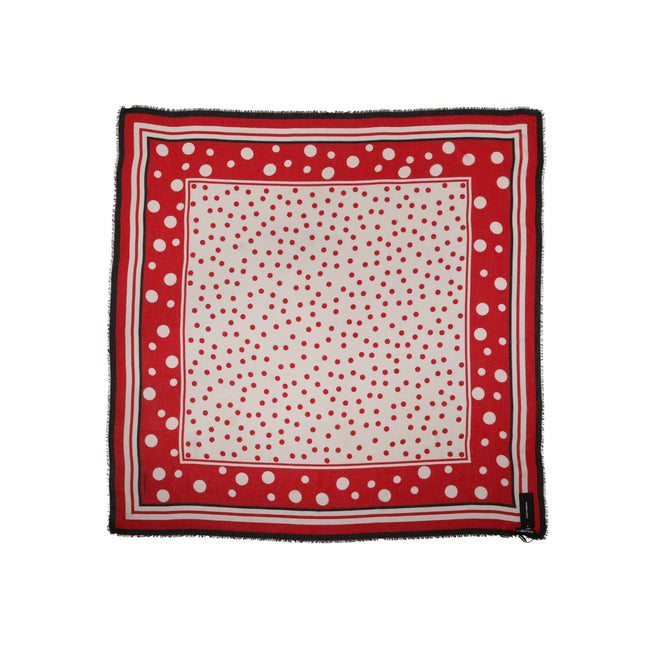 Dolce & Gabbana Red Polka Dot Print Square Stole 130cm x 130cm Scarf