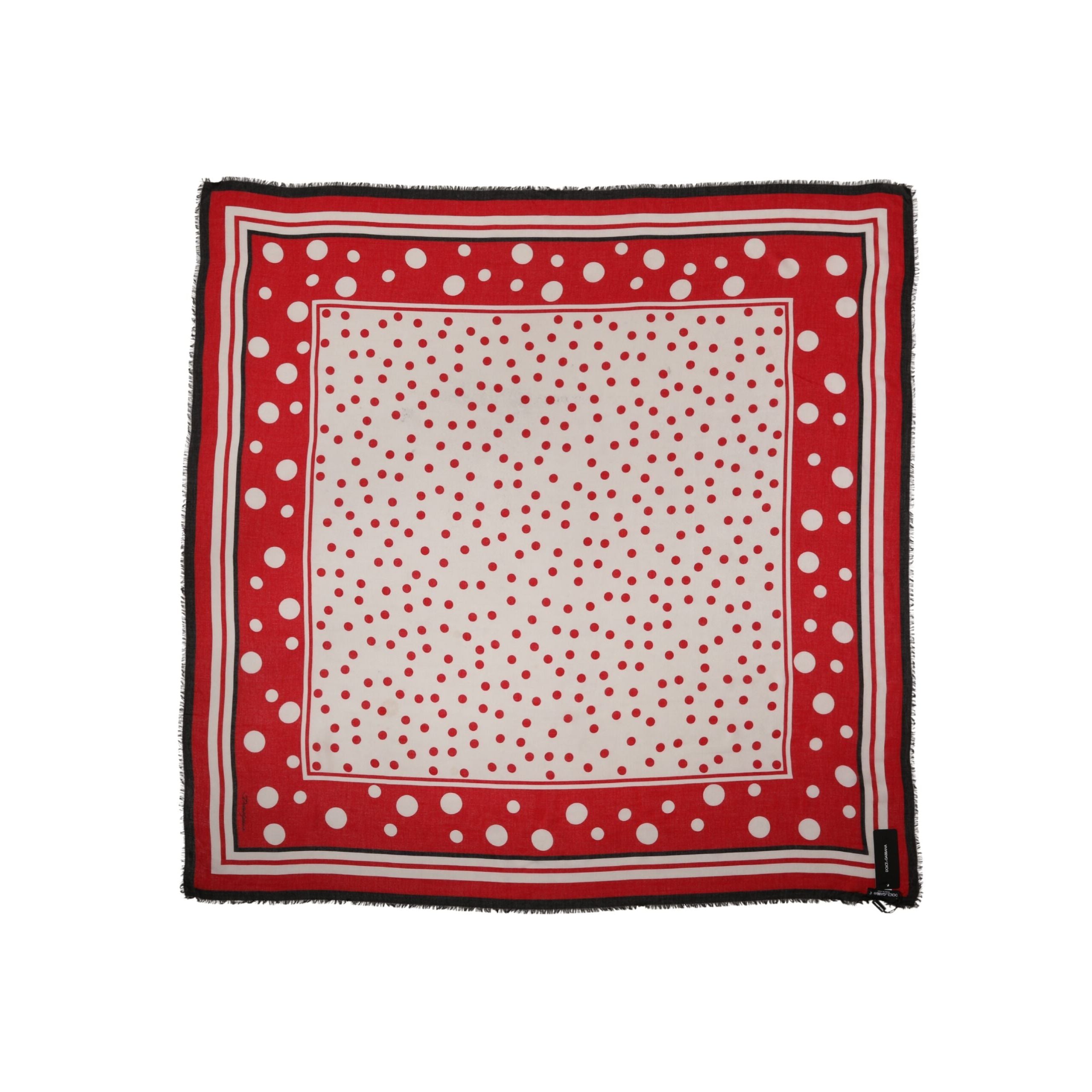 Dolce & Gabbana Red Polka Dot Print Square Stole 130cm x 130cm Scarf