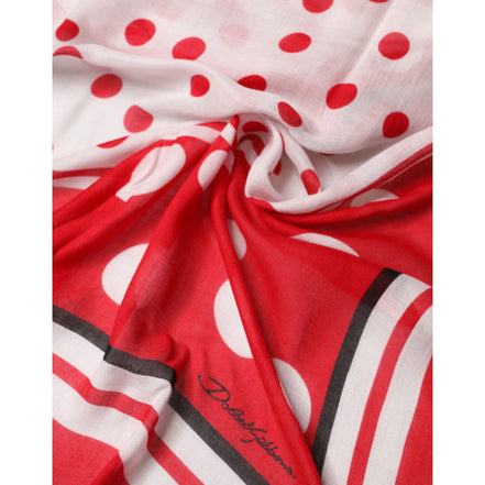 Dolce & Gabbana Red Polka Dot Print Square Stole 130cm x 130cm Scarf