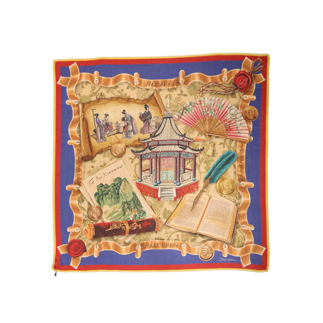 Dolce & Gabbana Multicolor Italy China Shawl Wrap 140cm x 130cm Scarf