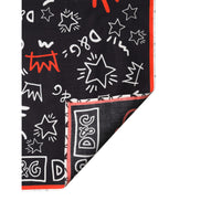 Dolce & Gabbana Black White Red DG Crown Cotton Foulard 47cm x 46cm Scarf