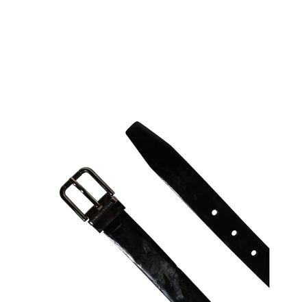 Dolce & Gabbana Black Classic Leather Metal Buckle Belt