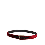 Curea Dolce & Gabbana din catifea bordeaux cu bumbac și cataramă metalică