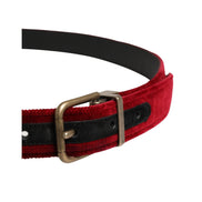Curea Dolce & Gabbana din catifea bordeaux cu bumbac și cataramă metalică