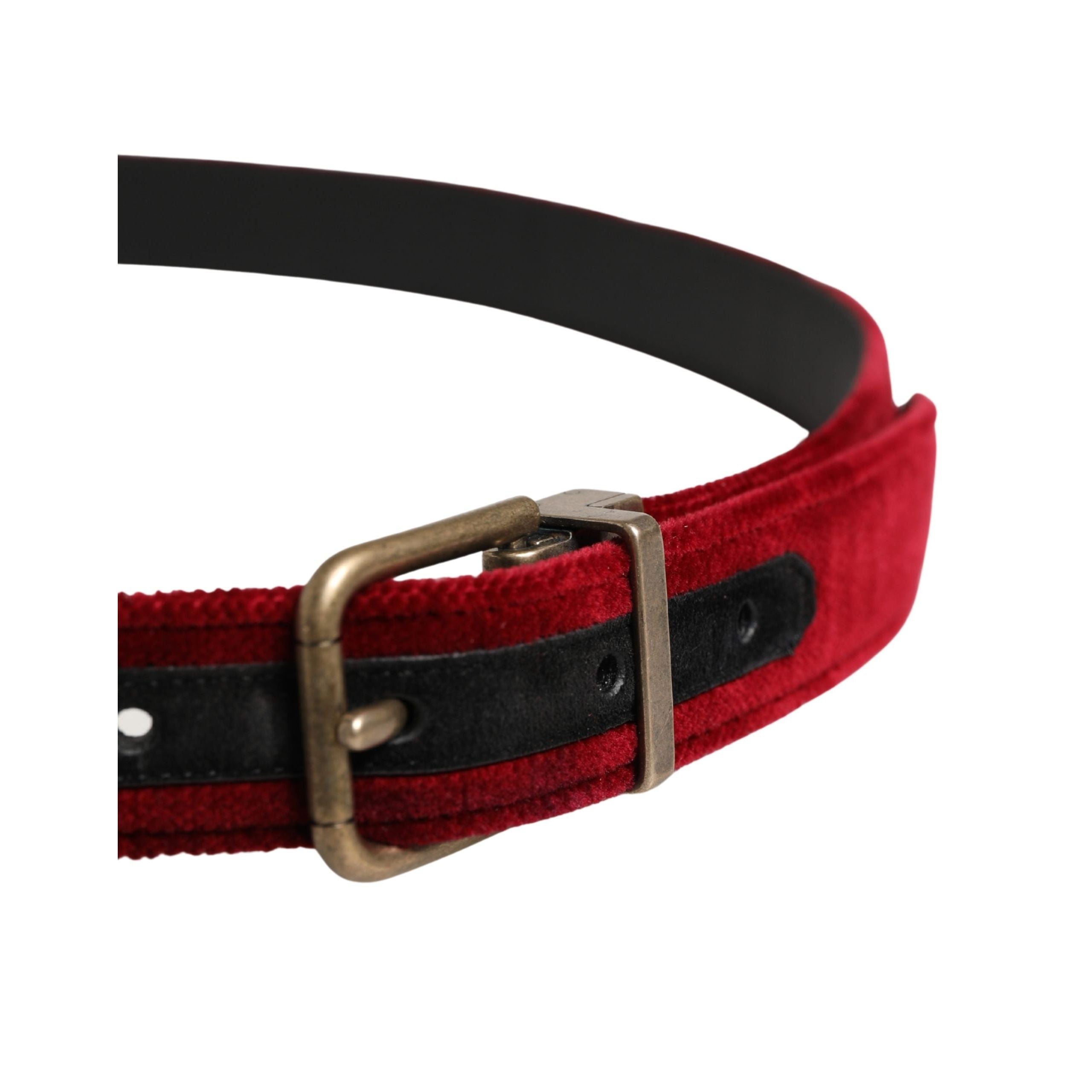 Curea Dolce & Gabbana din catifea bordeaux cu bumbac și cataramă metalică