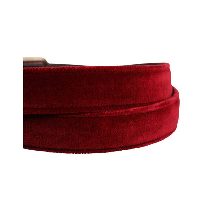 Curea Dolce & Gabbana din catifea bordeaux cu bumbac și cataramă metalică
