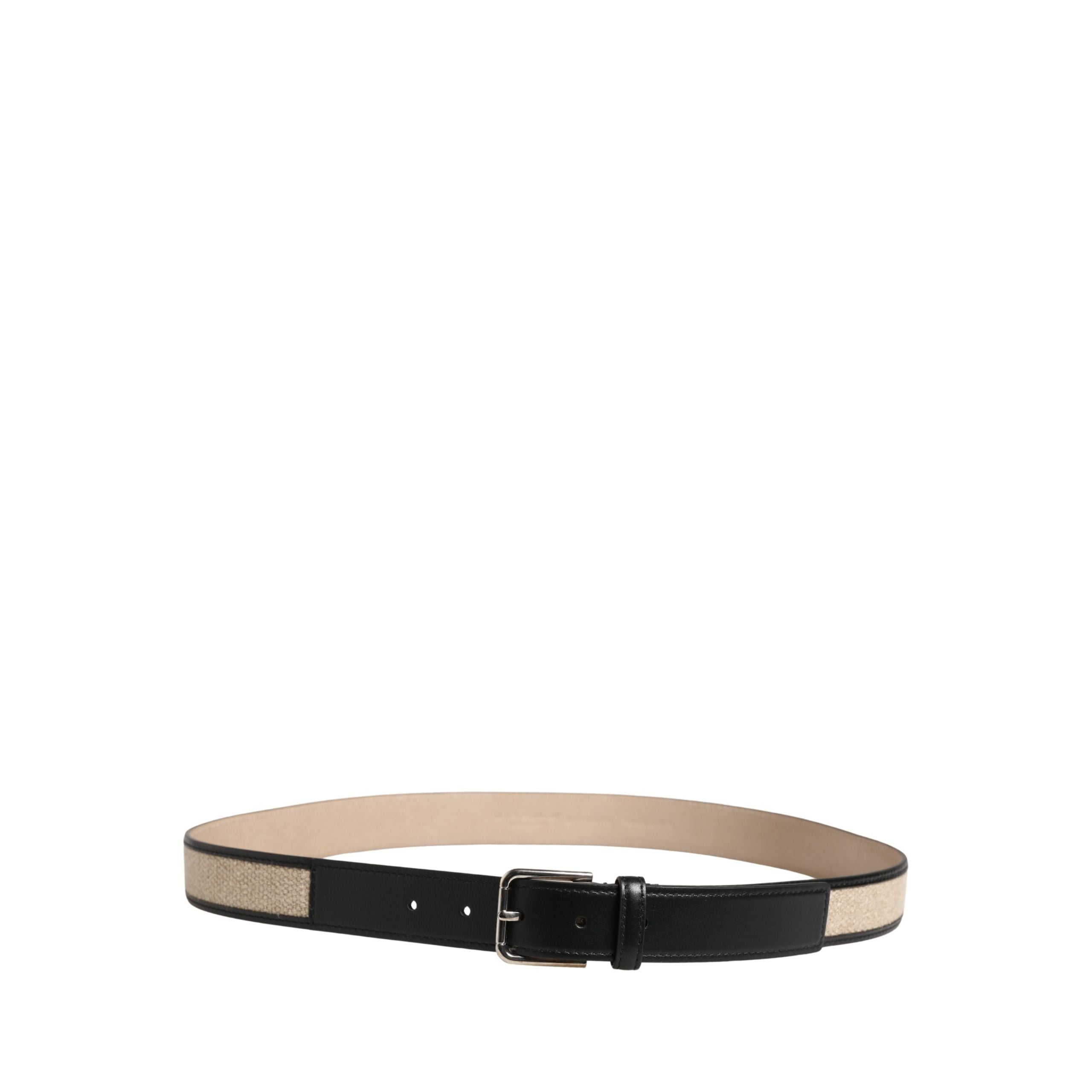 Dolce & Gabbana Beige Woven Leather Metal Buckle Belt