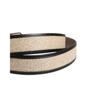 Dolce & Gabbana Beige Woven Leather Metal Buckle Belt