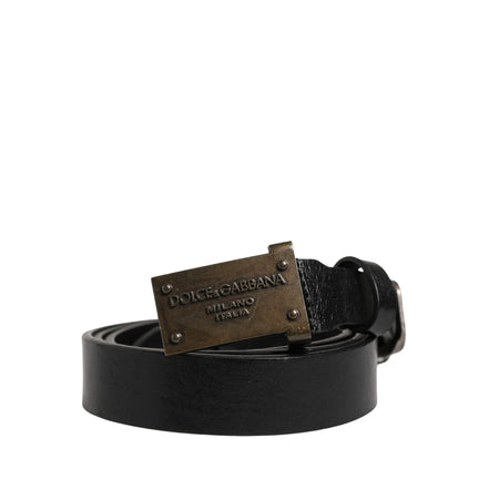 Dolce & Gabbana Black Classic Leather Logo Buckle Belt