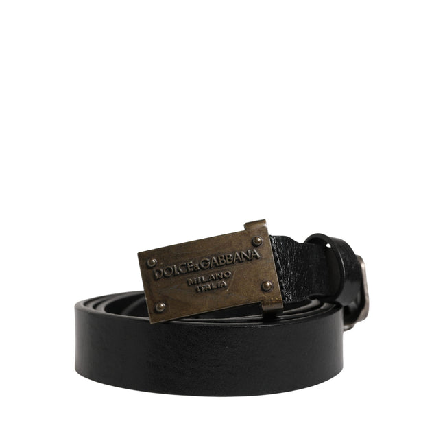 Dolce & Gabbana Black Classic Leather Logo Buckle Belt