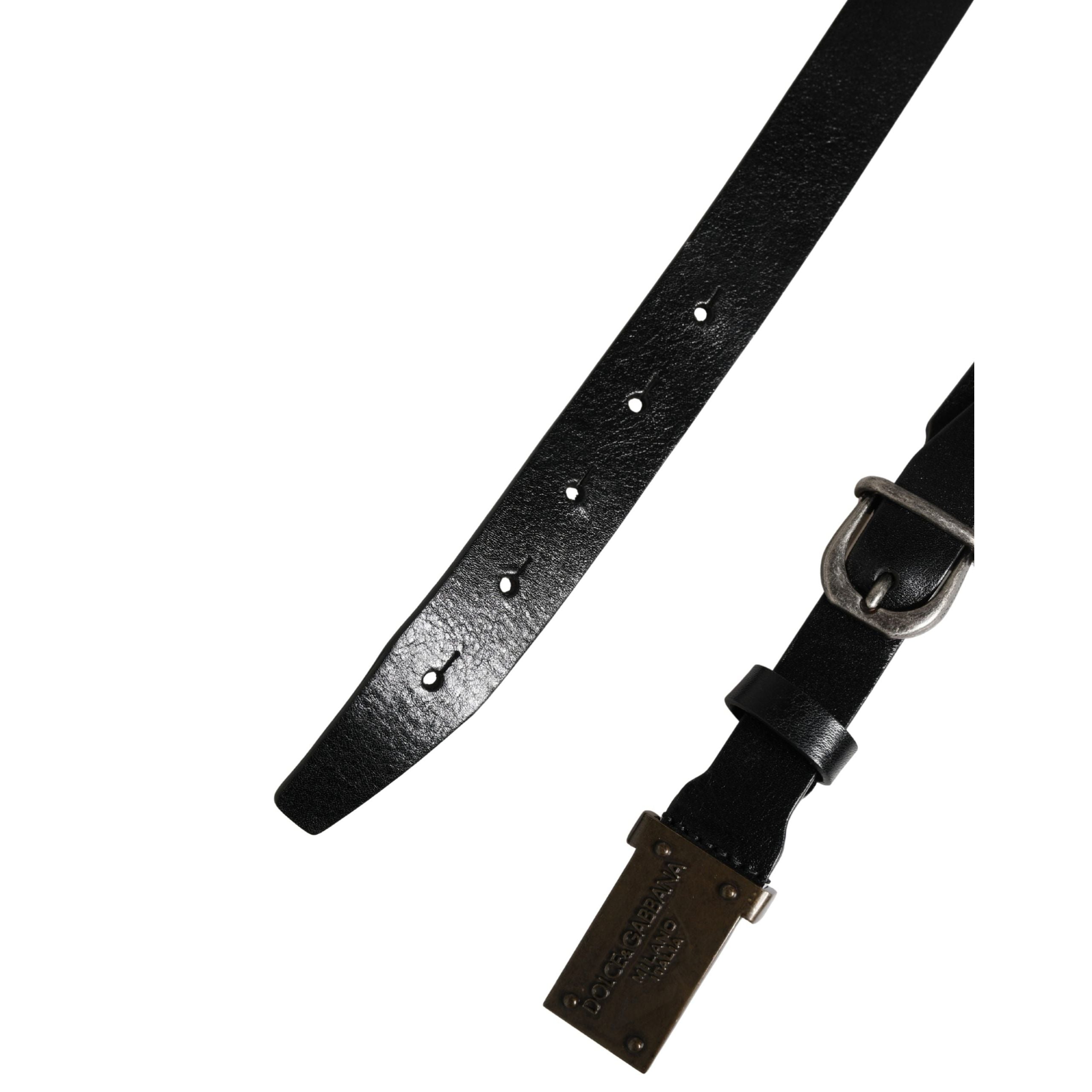 Dolce & Gabbana Black Classic Leather Logo Buckle Belt