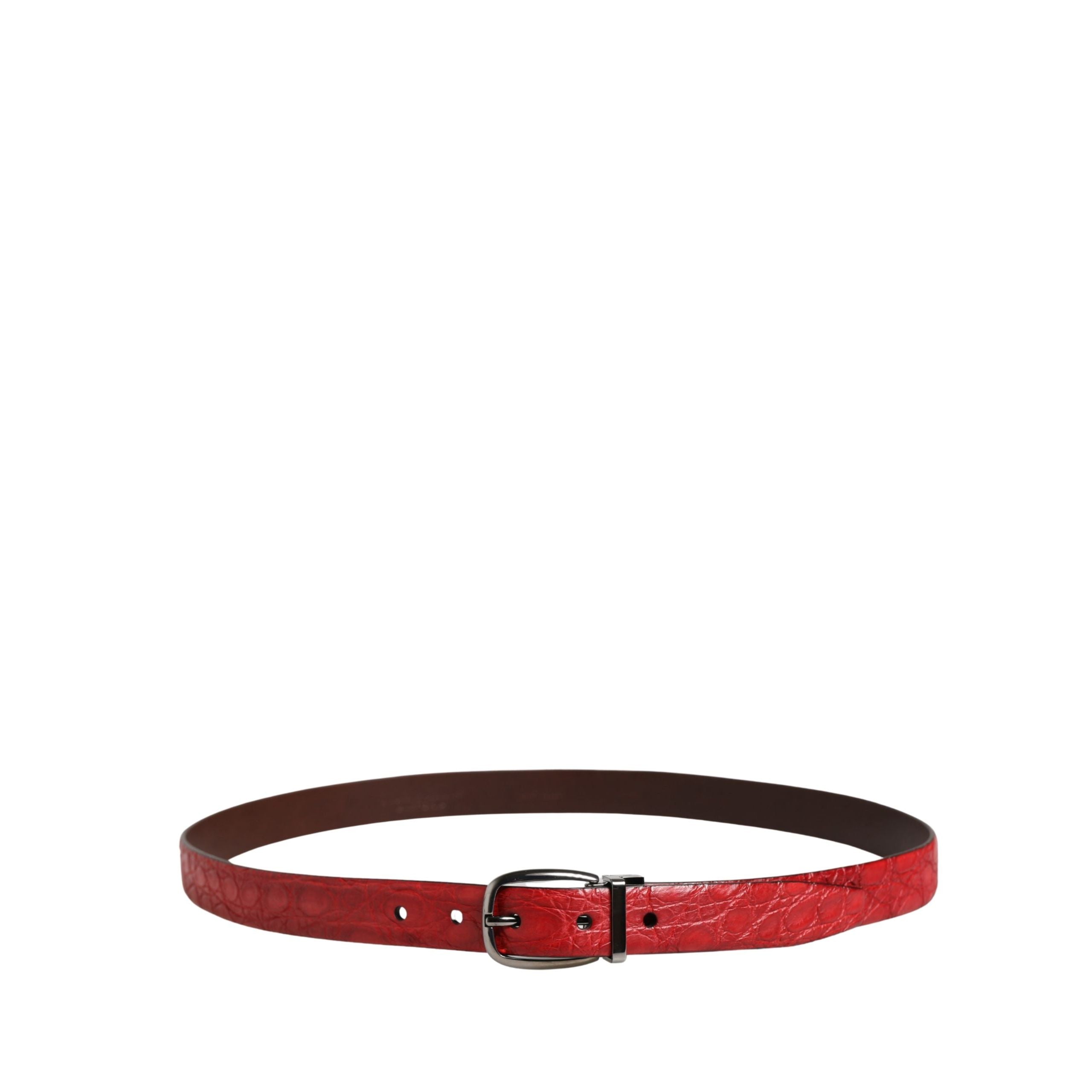 Dolce & Gabbana Red Exotic Leather Metal Buckle Belt