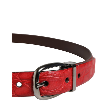 Dolce & Gabbana Red Exotic Leather Metal Buckle Belt