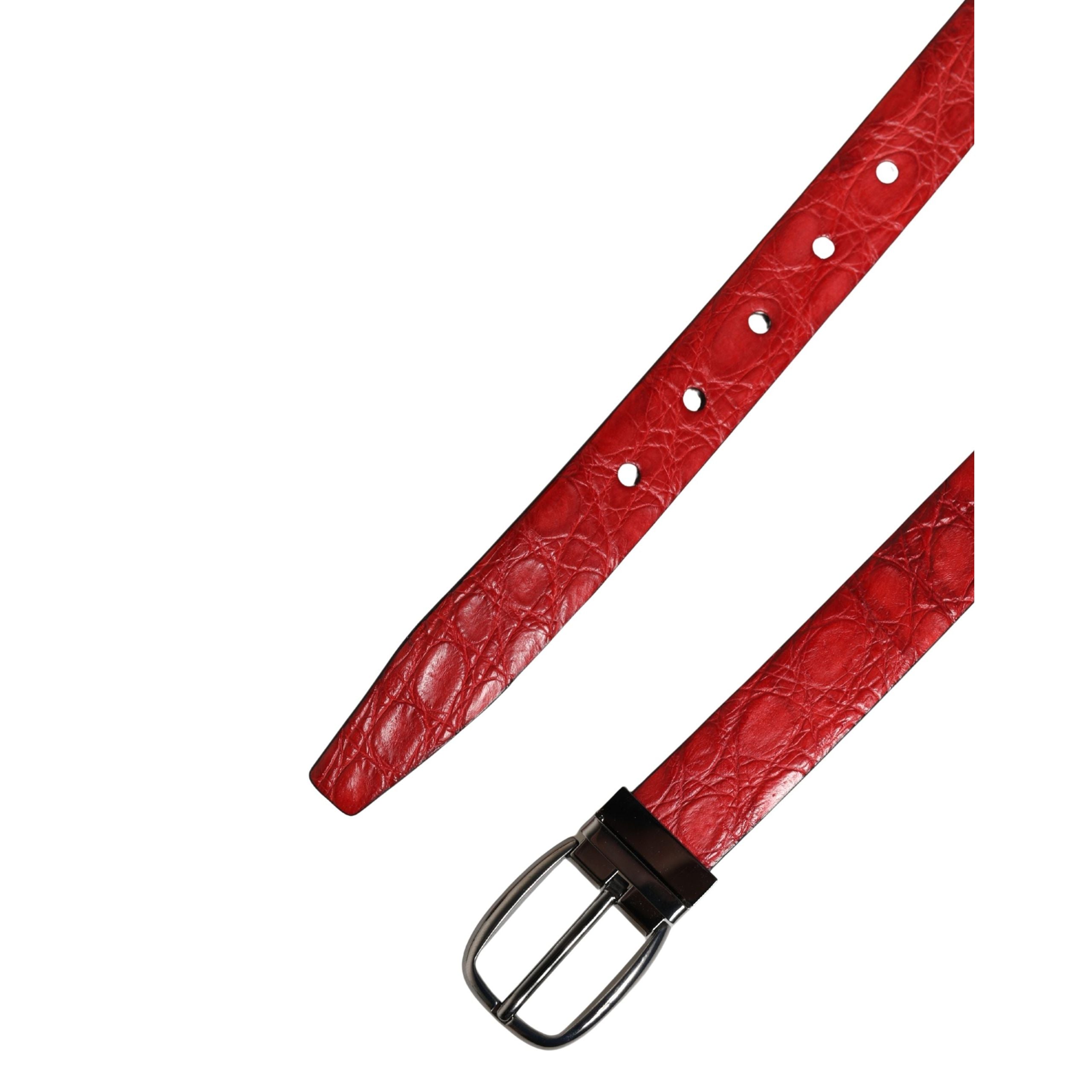 Dolce & Gabbana Red Exotic Leather Metal Buckle Belt