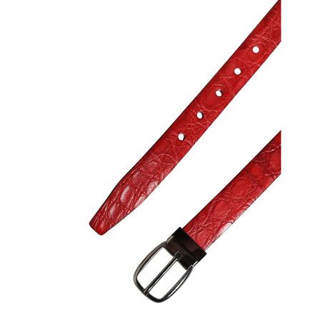 Dolce & Gabbana Red Exotic Leather Metal Buckle Belt