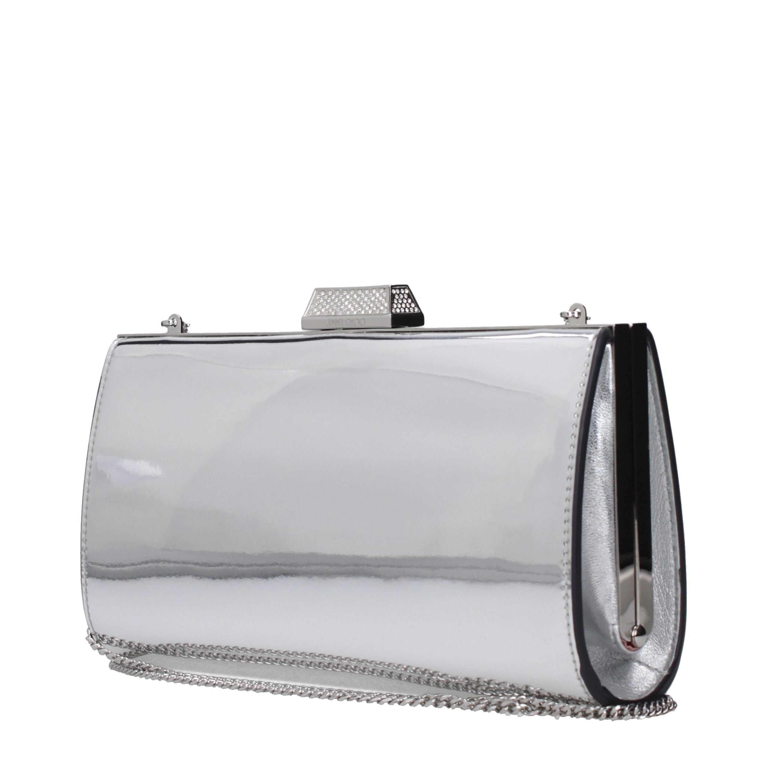 Jimmy Choo Grey Leather Clutch Bag